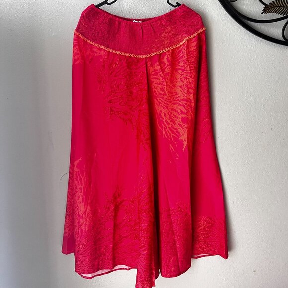 Modaposa Womens Red & Orange Wide-Leg Pants Smocked Waist boho style - Picture 4 of 6